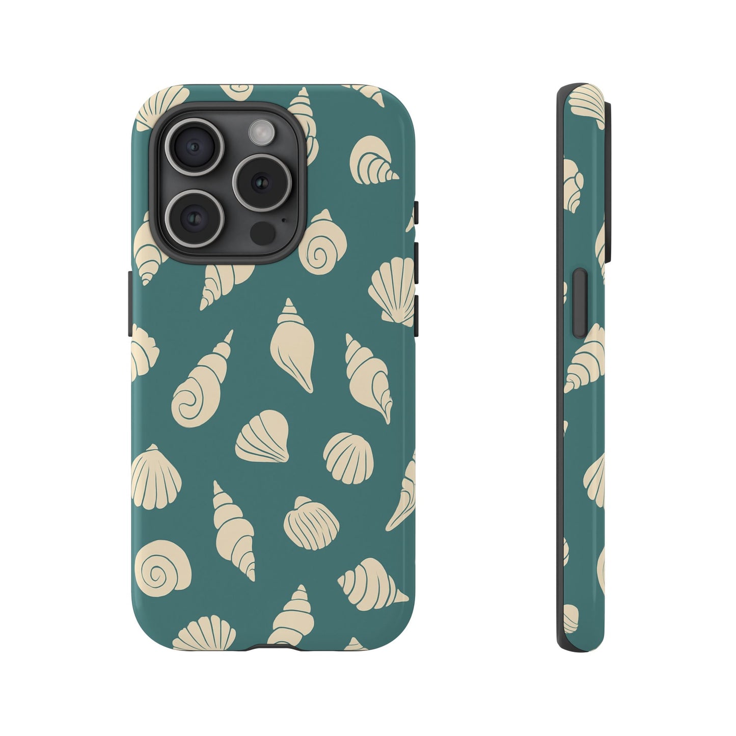 Seashell Pattern Phone Case | Teal Coastal Shells Tough Case for Iphone, Samsung Galaxy and Pixel