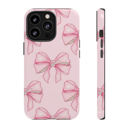 Pink Bow Pattern Phone Case | Coquette Aesthetic Tough Protective Case