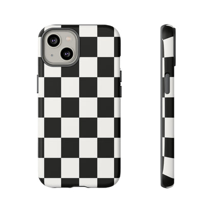 Black & White Checkerboard Phone Case – Classic Aesthetic Tough Protective Case for Iphone, Samsung Galaxy and Pixel