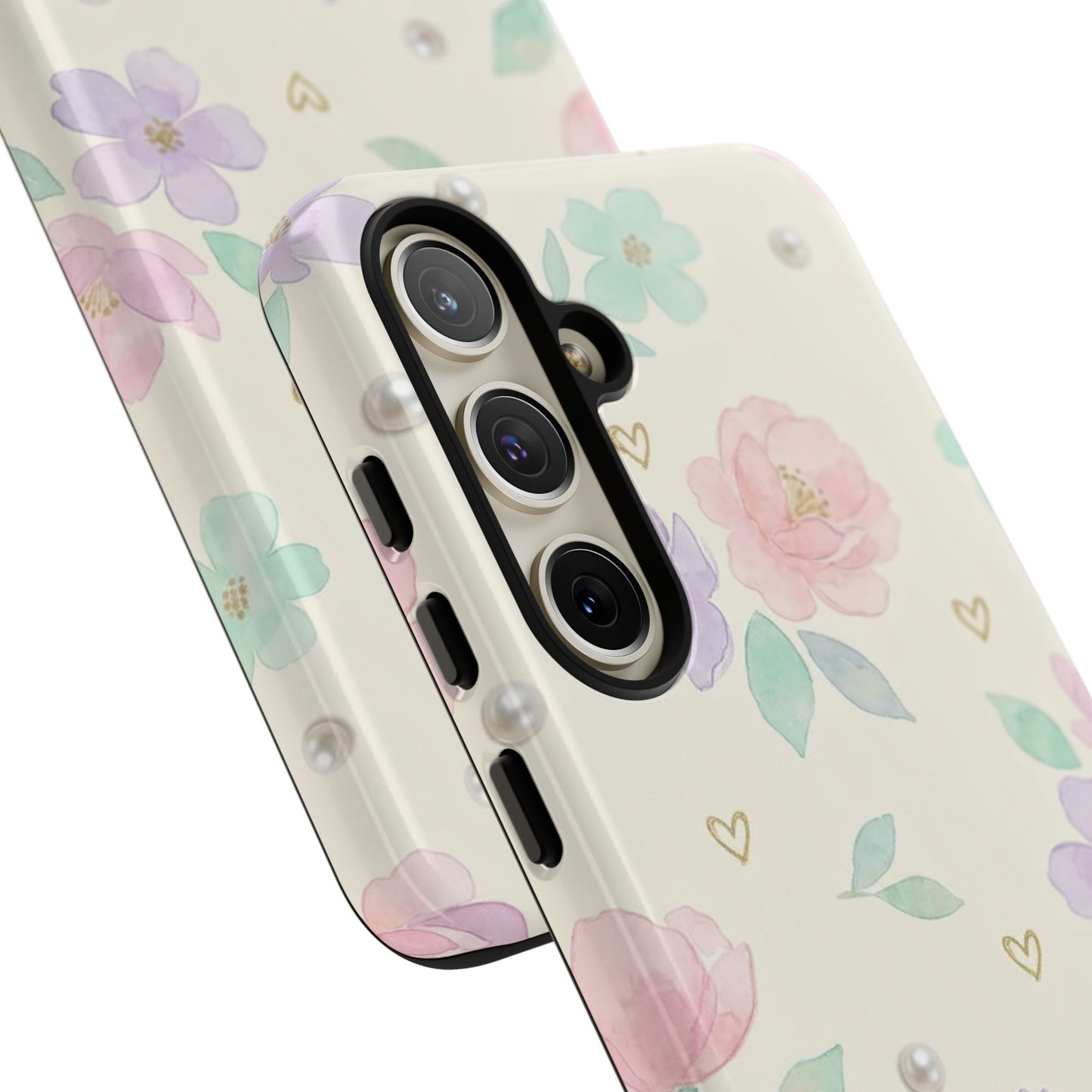 Pastel Floral Phone Case – Coquette Watercolor Flower Hearts Tough Case (iPhone, Samsung, Pixel)