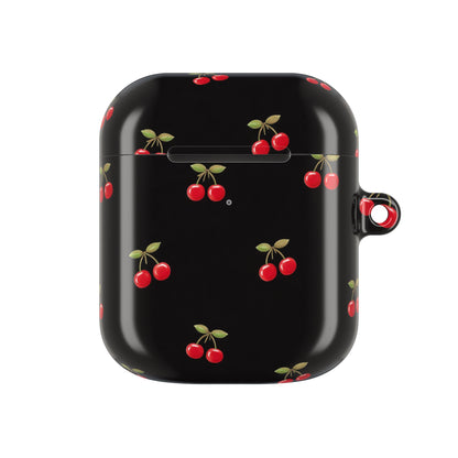 Cherry Pattern AirPod Case — Cute Black Cherry Protective Cover