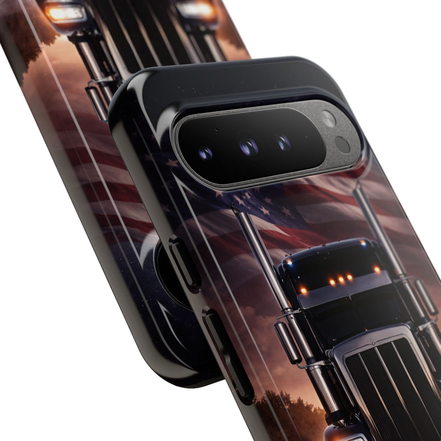 Semi Truck Phone Case American Flag Big Rig Trucker Gift iPhone Samsung