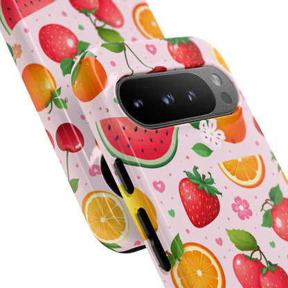 Fruit Phone Case – Tough Shockproof, Strawberry Cherry Citrus Summer Design for Iphone, Samsung Galaxy and Pixel