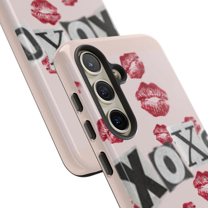 XOXO Kiss Print Phone Case | Coquette Valentine Aesthetic | Cute Pink Lipstick Kiss Tough Case for iPhone & Samsung