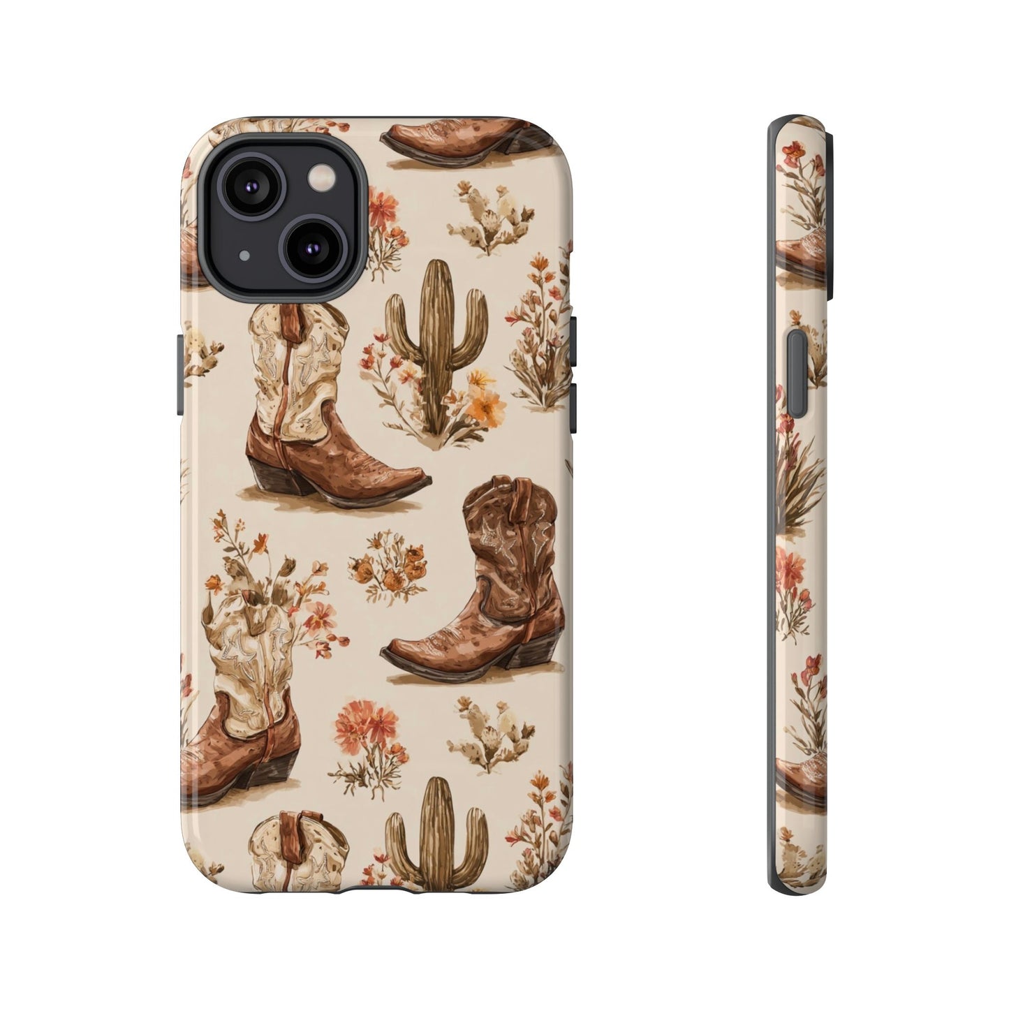 Cowboy Boots Western Phone Case Rustic Cowgirl Cactus Floral iPhone Samsung Pixel