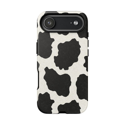 Black & White Cow Print Phone Case | Western Aesthetic iPhone & Samsung Tough Case