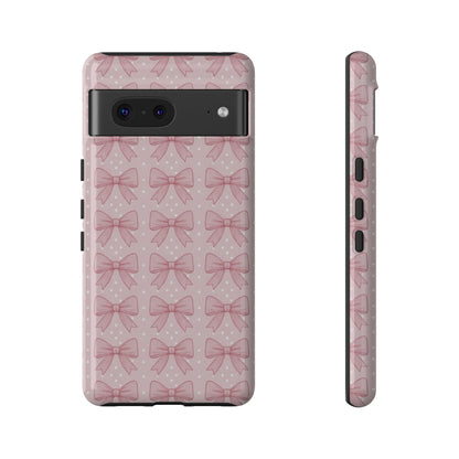 Pink Bow Pattern Phone Case – Soft Coquette Aesthetic Tough Case