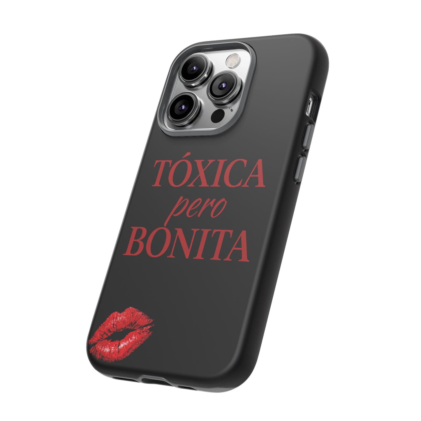 Toxica Pero Bonita Phone Case, Latina Quote Case, Red Lips Aesthetic, Spanish Saying Case, Trendy Tough Cover