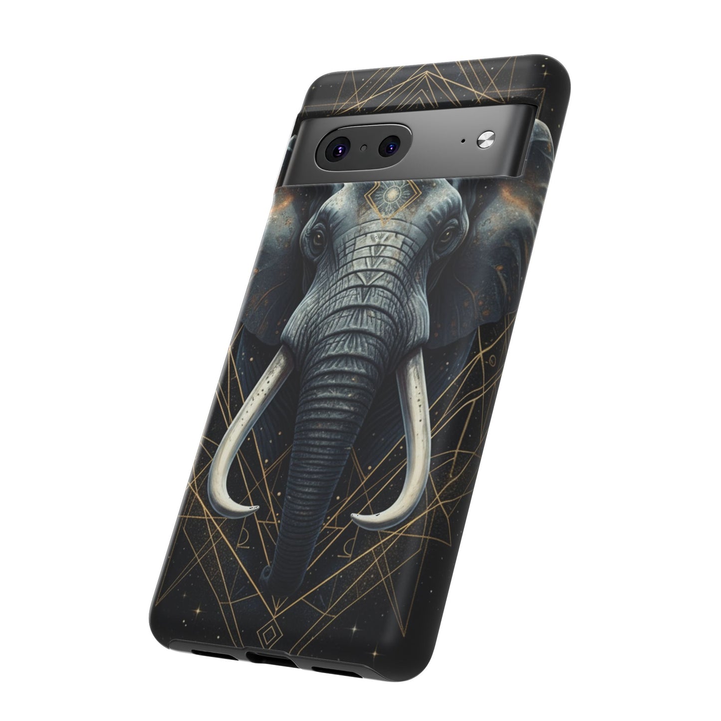 Elephant Mandala Phone Case – Black and Gold Spiritual Elephant Tough Protective Case