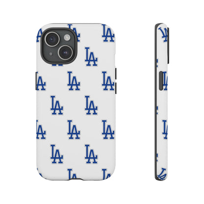 Blue LA Monogram Pattern Phone Case | Minimal Baseball Inspired Tough Cover