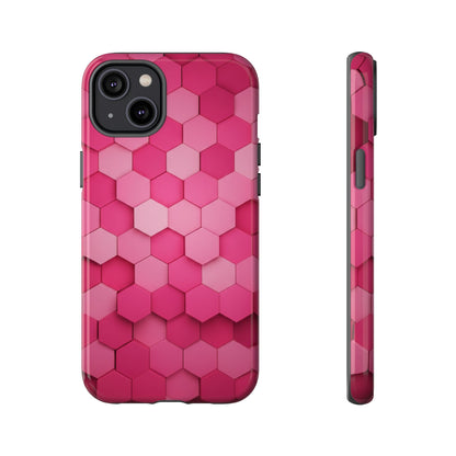 Hot Pink Hexagon Phone Case | Honeycomb Geometric Aesthetic | Cute Pink iPhone & Samsung Tough Protective Case