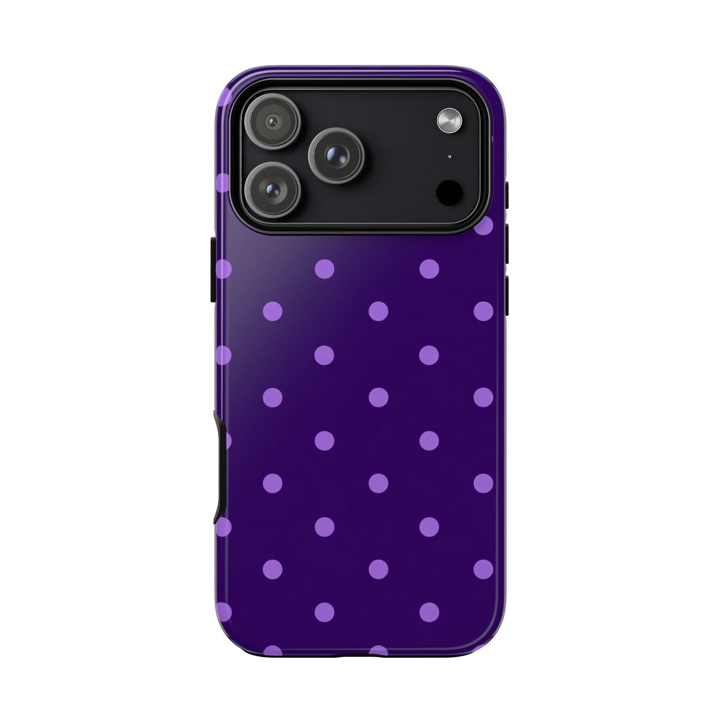 Purple Polka Dot Tough Phone Case – Cute Stylish Durable Protective Cover for Iphone, Samsung Galaxy and Pixel