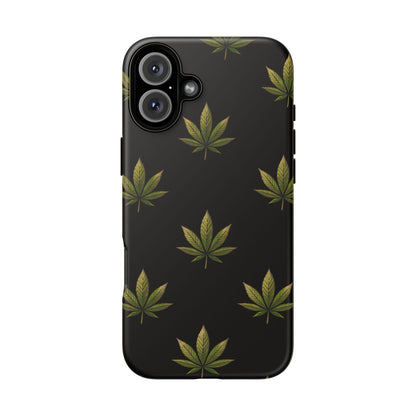 Cannabis Leaf Phone Case Green Weed Leaf Pattern Tough Protective Cover