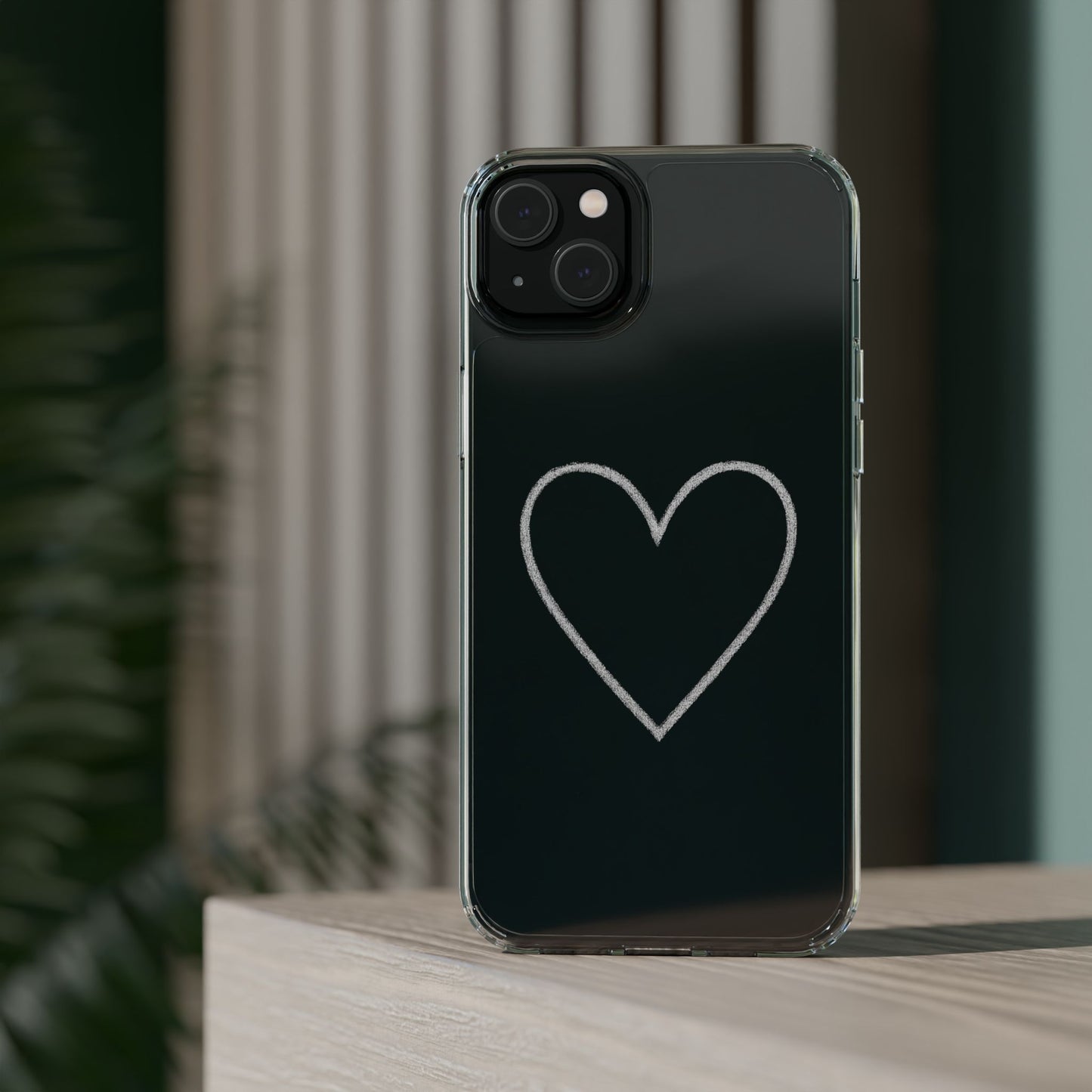 Minimal Hand-Drawn Heart Clear Phone Case | Aesthetic Clear Protective Case