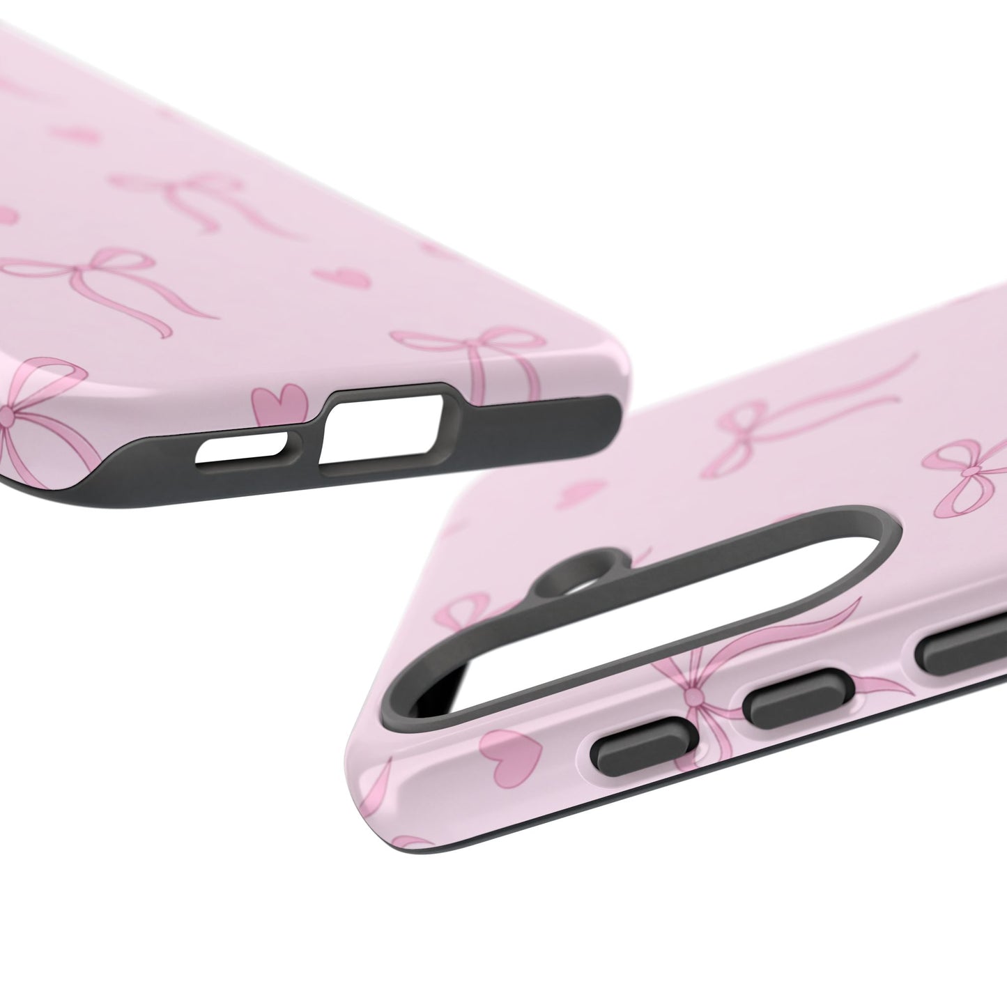 Pink Bow Heart Aesthetic Phone Case – Coquette Cute Tough Cover