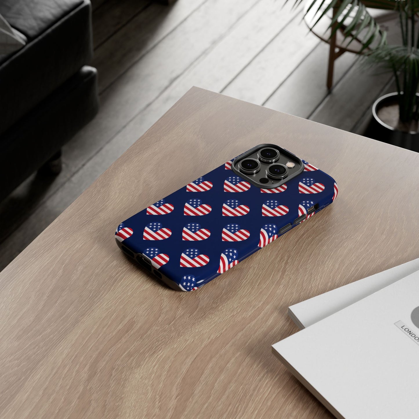 Patriotic American Flag Heart Phone Case – Tough Shockproof, USA Stars & Stripes for Iphone, Samsung Galaxy and Pixel