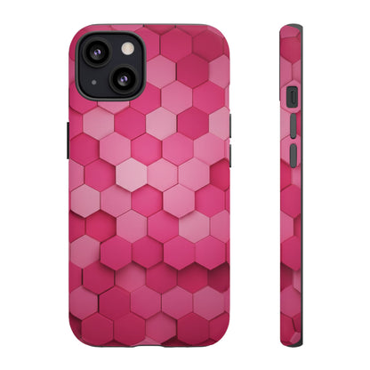 Hot Pink Hexagon Phone Case | Honeycomb Geometric Aesthetic | Cute Pink iPhone & Samsung Tough Protective Case
