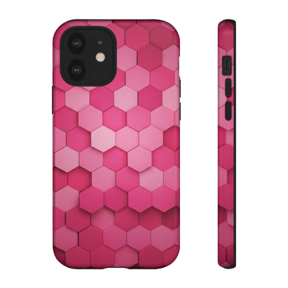 Hot Pink Hexagon Phone Case | Honeycomb Geometric Aesthetic | Cute Pink iPhone & Samsung Tough Protective Case