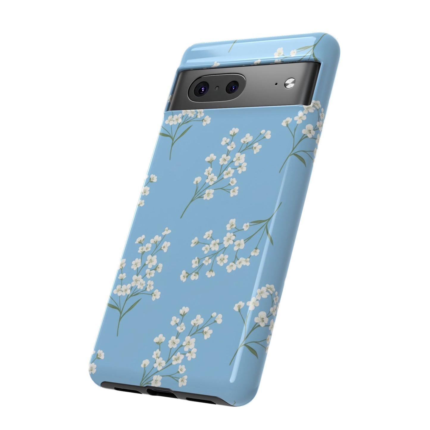 Baby’s Breath Floral Phone Case | Minimal Blue Flower Tough Case