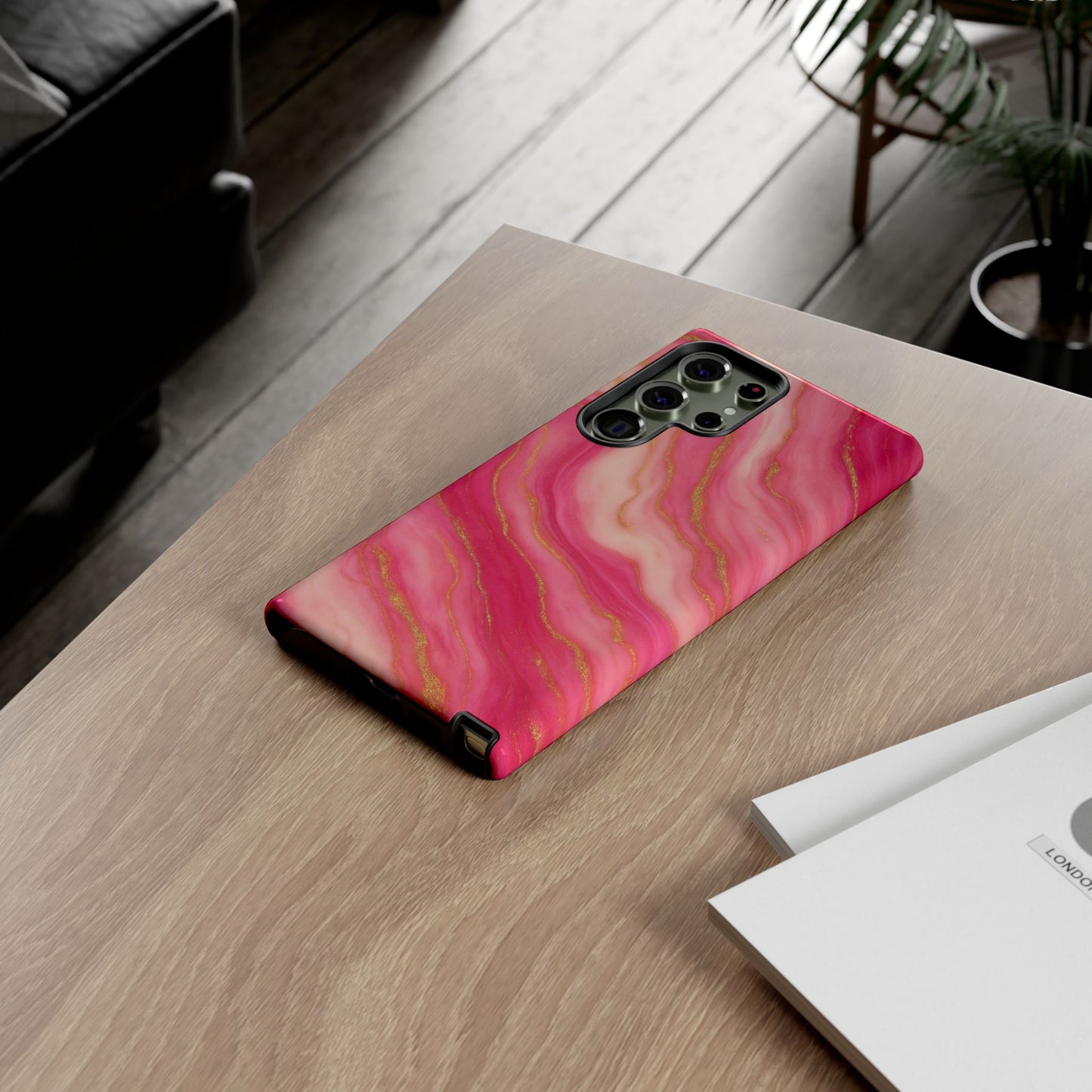 Pink Marble Phone Case | Rose Gold Swirl Aesthetic Tough Protective Case