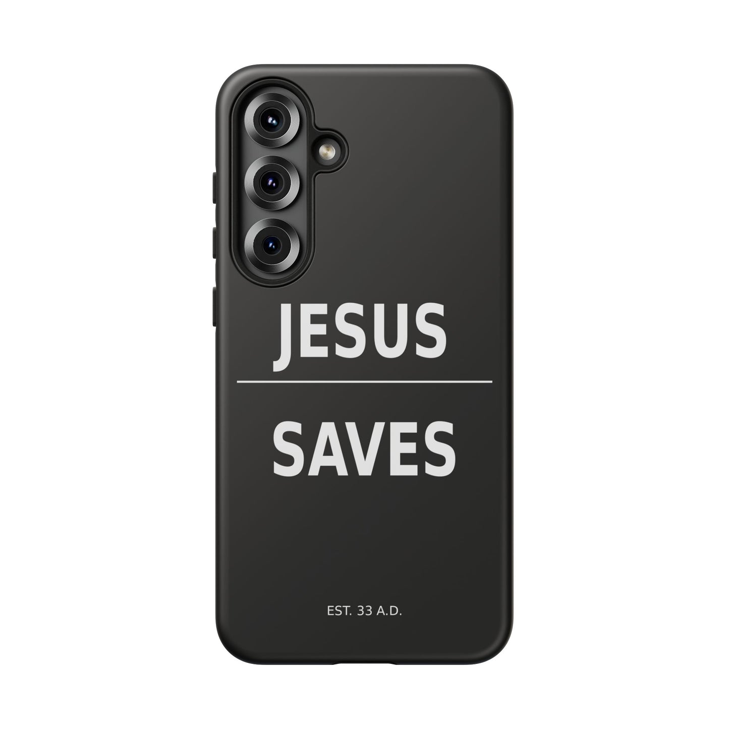 Jesus Saves Phone Case Christian Religious Minimalist Black Tough Cover