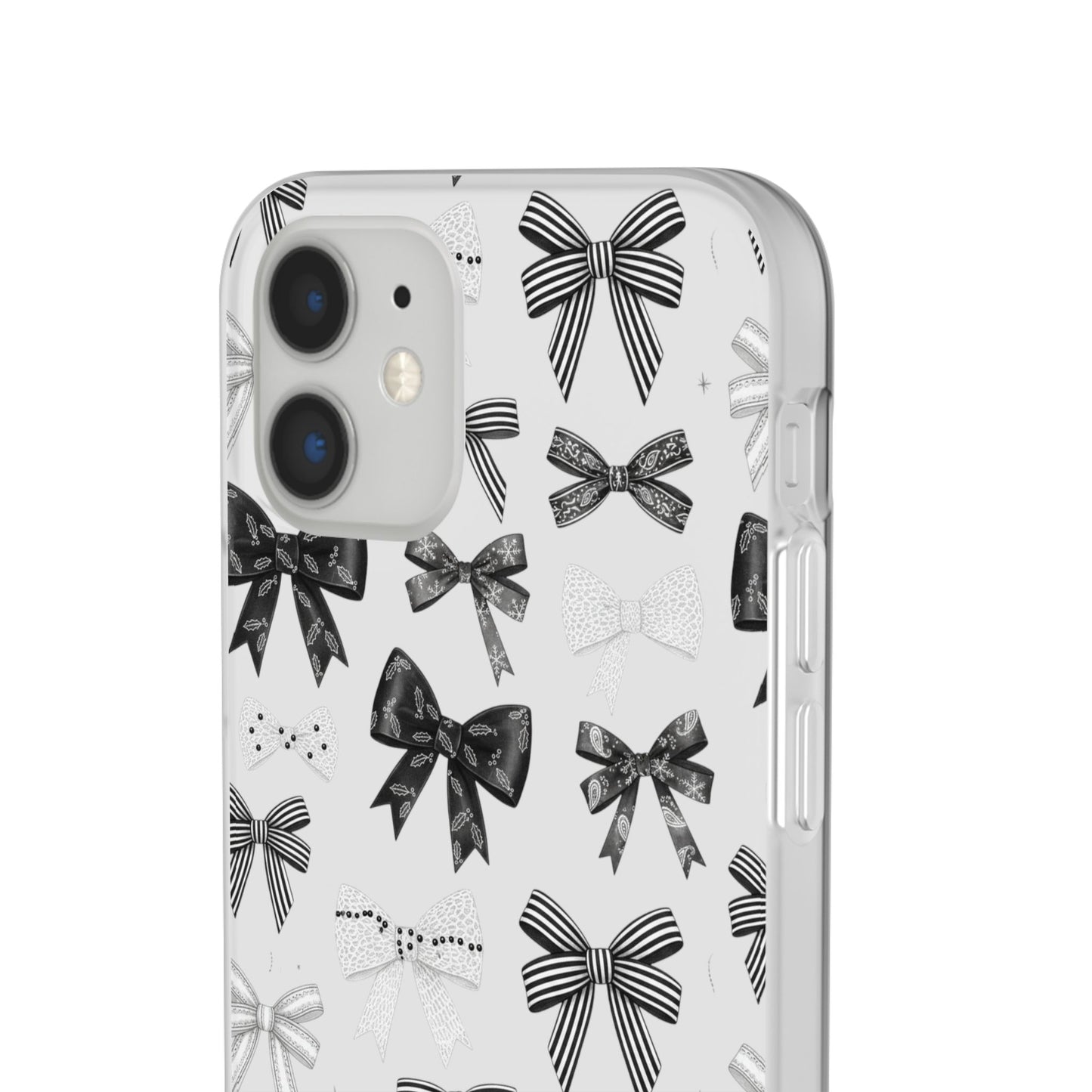Black & White Bow Pattern Phone Case | Minimal Coquette Flexi Case
