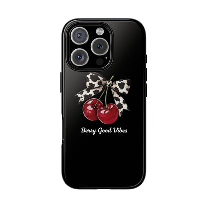 Cherry Cow Print Phone Case | Coquette Bow Aesthetic iPhone & Samsung Tough Case