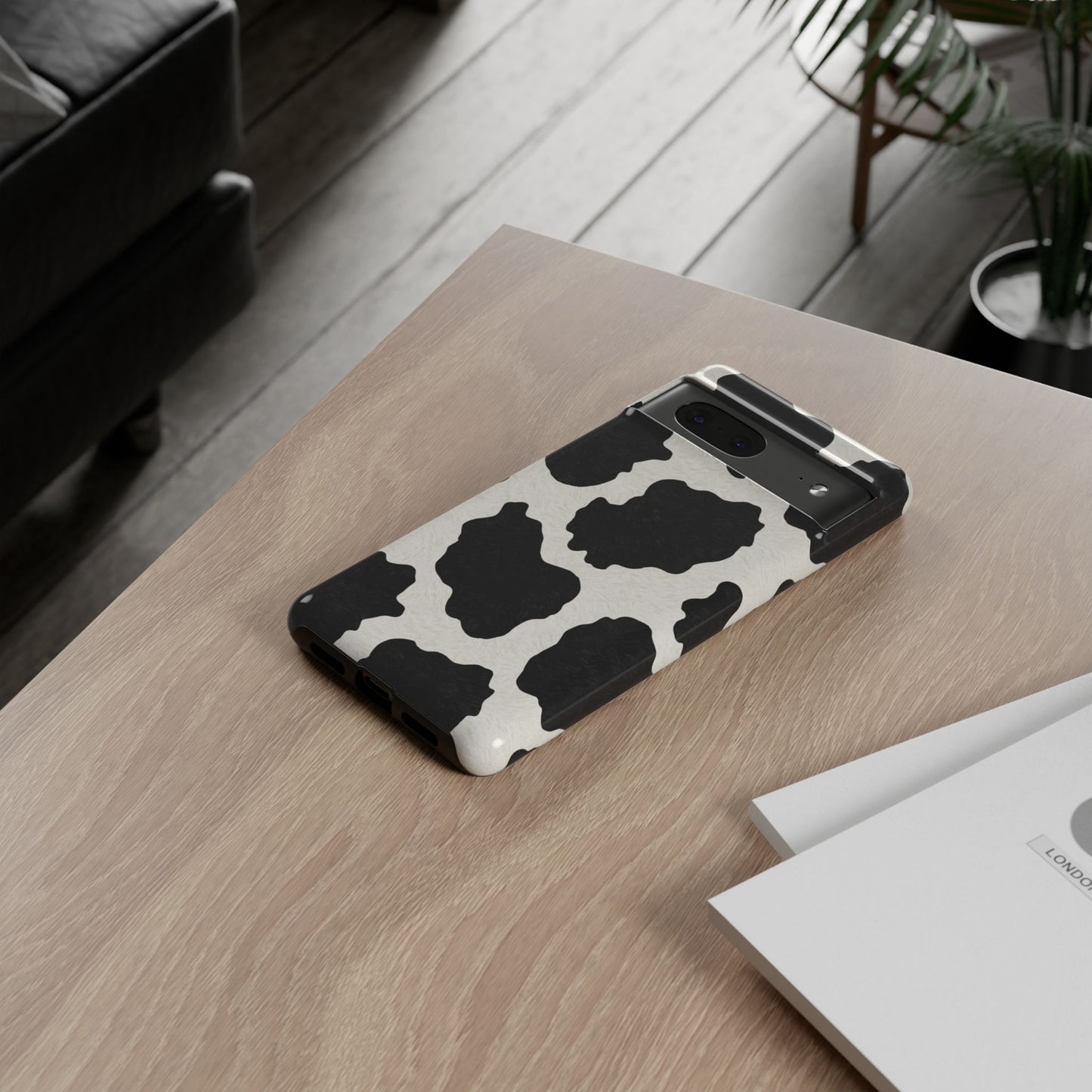 Black & White Cow Print Phone Case | Western Aesthetic iPhone & Samsung Tough Case