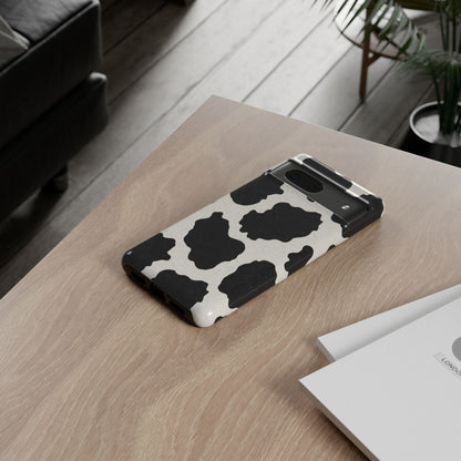 Black & White Cow Print Phone Case | Western Aesthetic iPhone & Samsung Tough Case