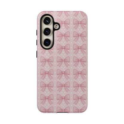 Pink Bow Pattern Phone Case – Soft Coquette Aesthetic Tough Case