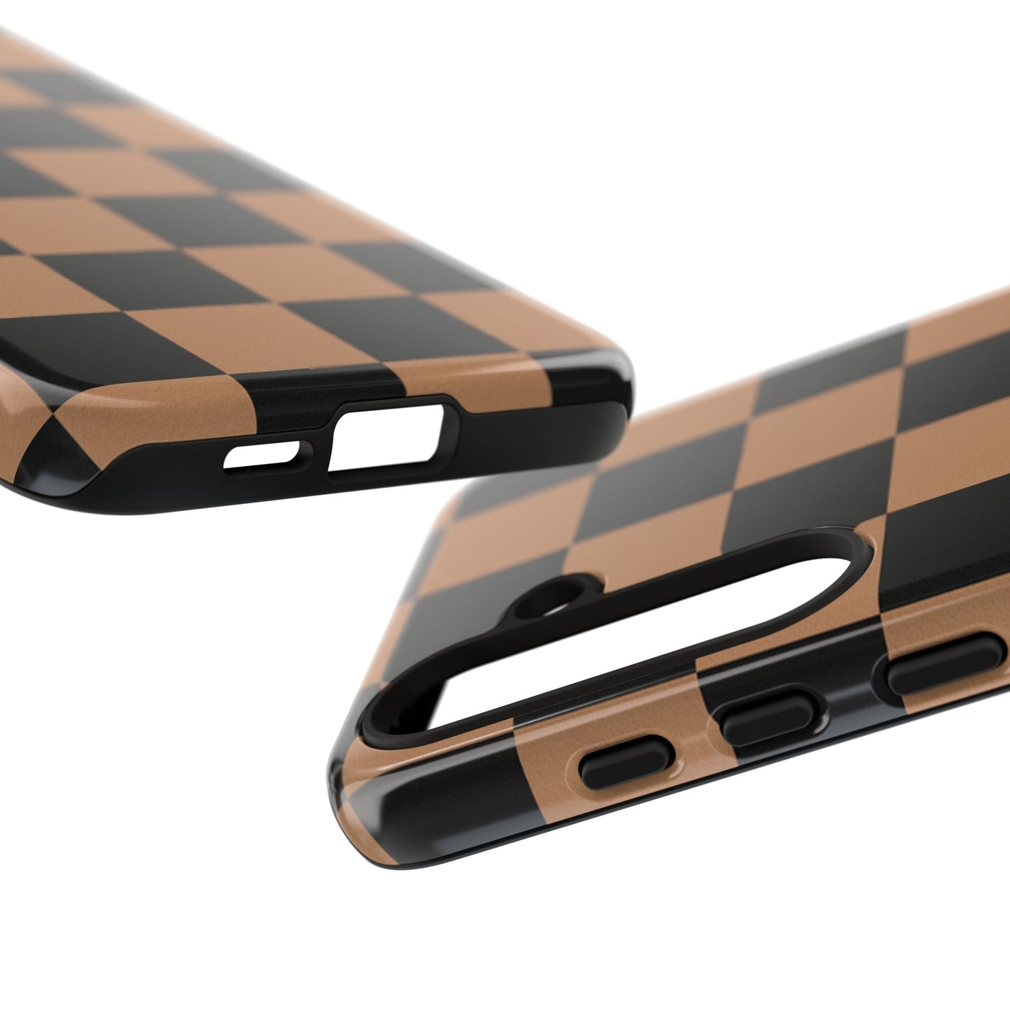 Brown Checkered Phone Case | Aesthetic Checkerboard iPhone & Samsung Tough Case