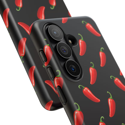 Spicy Chili Pepper Phone Case – Black Cute Hot Pepper Tough Cover for Iphone, Samsung Galaxy and Pixel