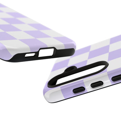 Lavender Checkerboard Phone Case | Pastel Aesthetic Checkered iPhone & Samsung Tough Case