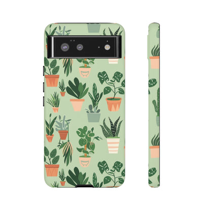 Plant Lover Phone Case | Cute Potted Plants Pattern | Botanical Aesthetic Tough Case