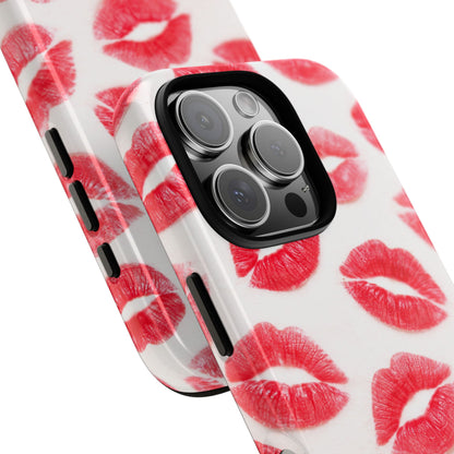 Red Lipstick Kiss Phone Case – Sexy Lip Print Pattern Tough Protective Cover