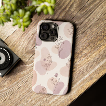 Blush Floral Phone Case Neutral Botanical Watercolor Tough Cover