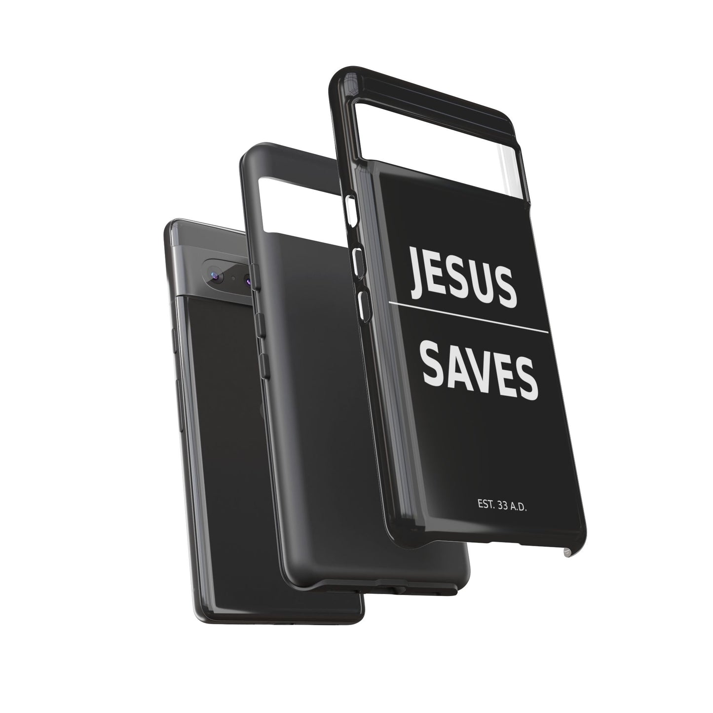 Jesus Saves Phone Case Christian Religious Minimalist Black Tough Cover