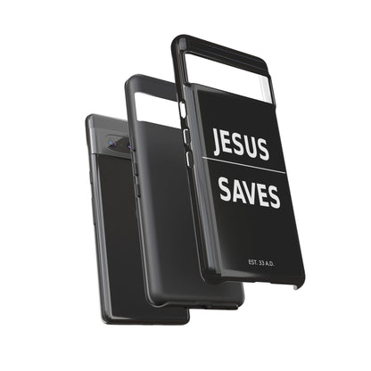 Jesus Saves Phone Case Christian Religious Minimalist Black Tough Cover