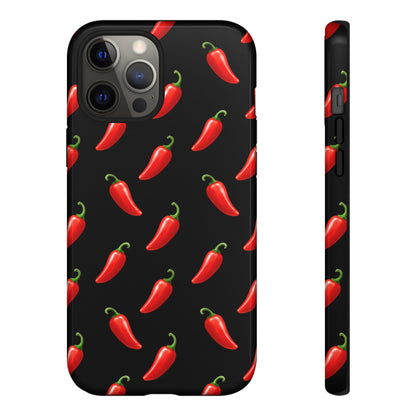 Spicy Chili Pepper Phone Case – Black Cute Hot Pepper Tough Cover for Iphone, Samsung Galaxy and Pixel