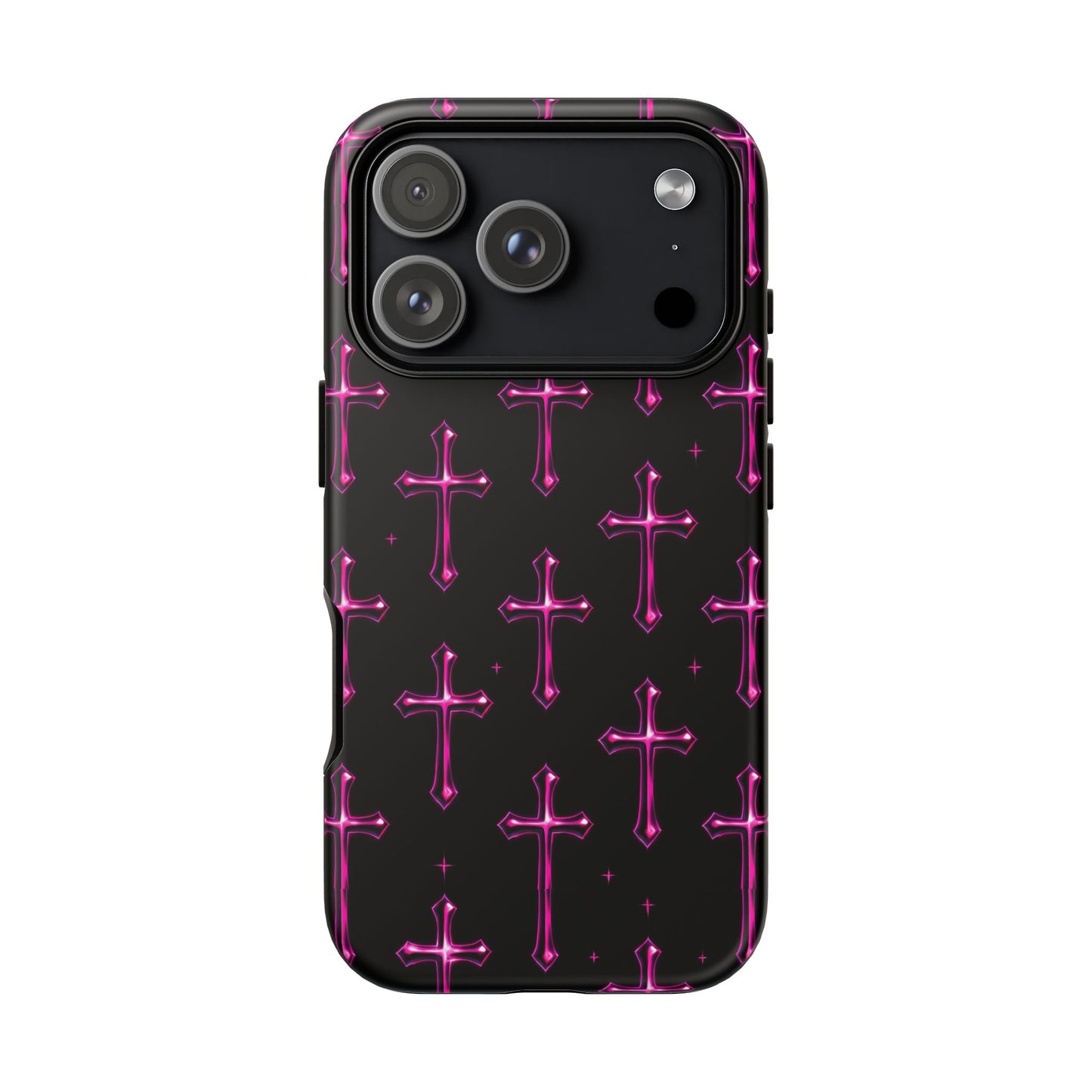 Neon Pink Cross Pattern Phone Case | Tough Protective Case for Iphone, Samsung Galaxy and Pixel