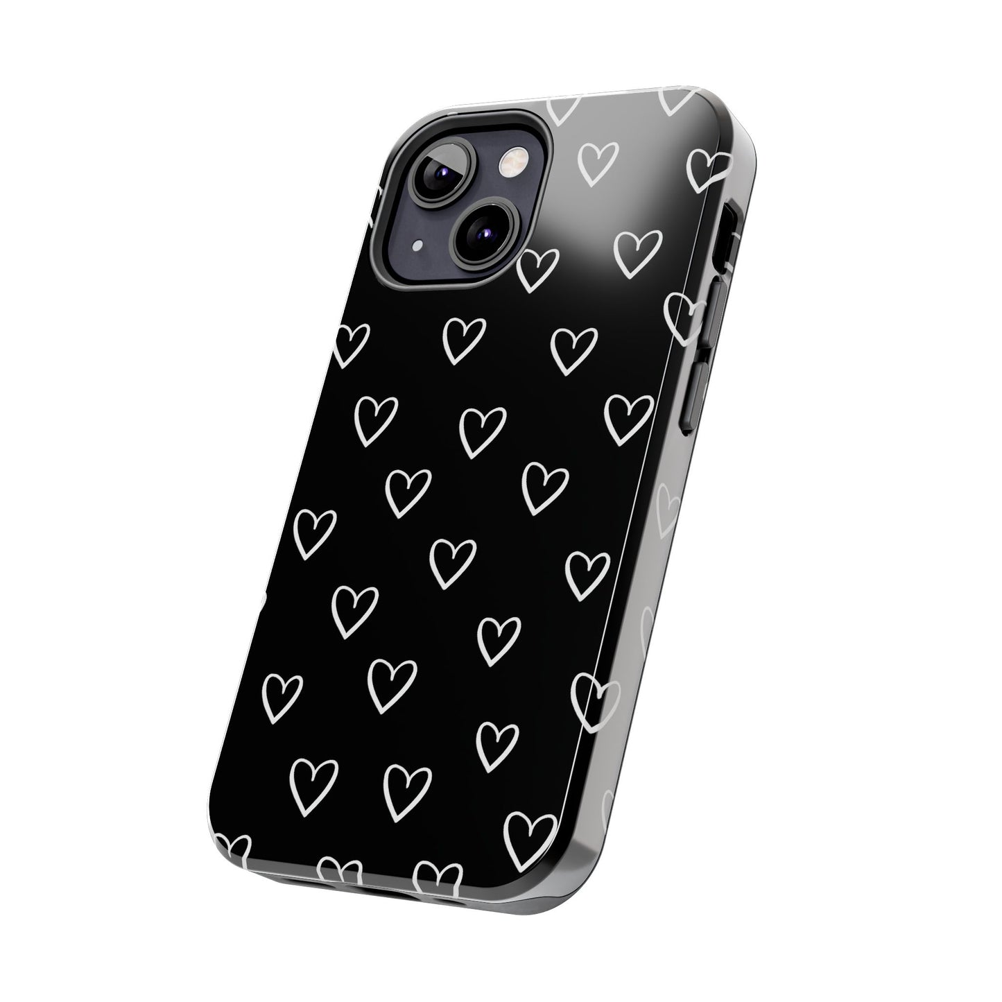 Doodle Heart Phone Case – Minimal Black & White Heart Pattern | Tough Protective Case