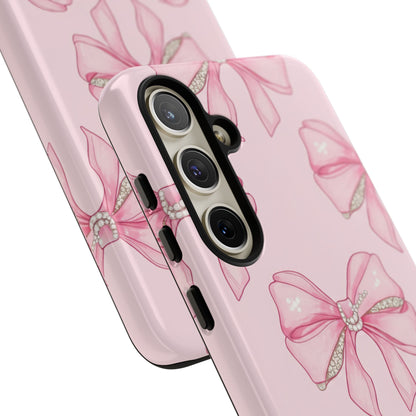 Pink Bow Pattern Phone Case | Coquette Aesthetic Tough Protective Case
