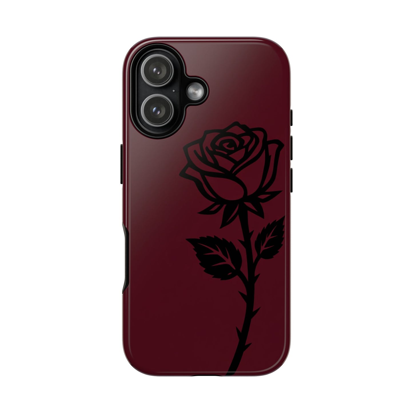 Black Rose Burgundy iPhone Case | Dark Aesthetic Shockproof Protective Cover