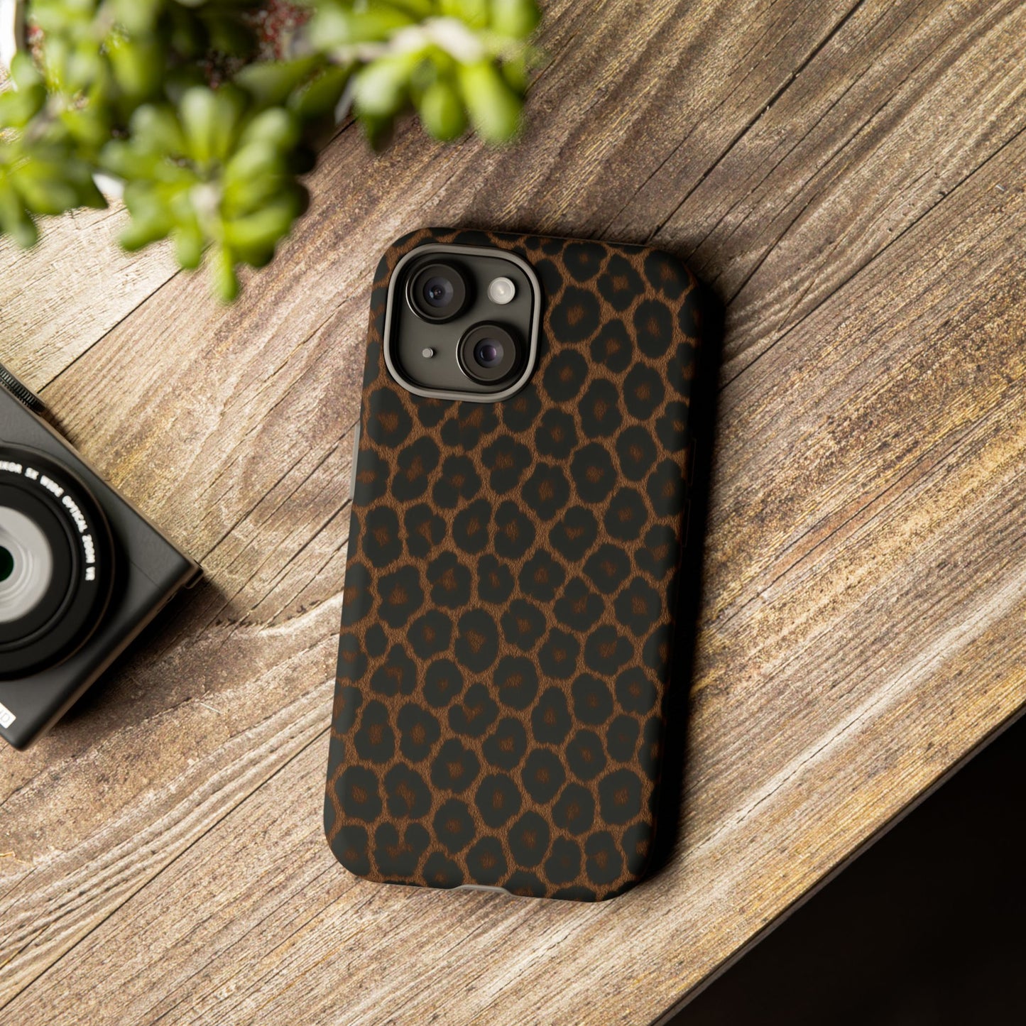 Brown Leopard Print Phone Case | Classic Animal Print Aesthetic Tough Protective Case
