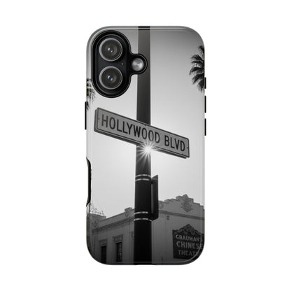 Hollywood Blvd Phone Case | Vintage Los Angeles Street Sign | Black & White LA Aesthetic