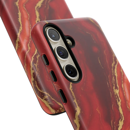 Red Agate Marble Phone Case with Gold Veins – Luxury Tough iPhone & Samsung Case