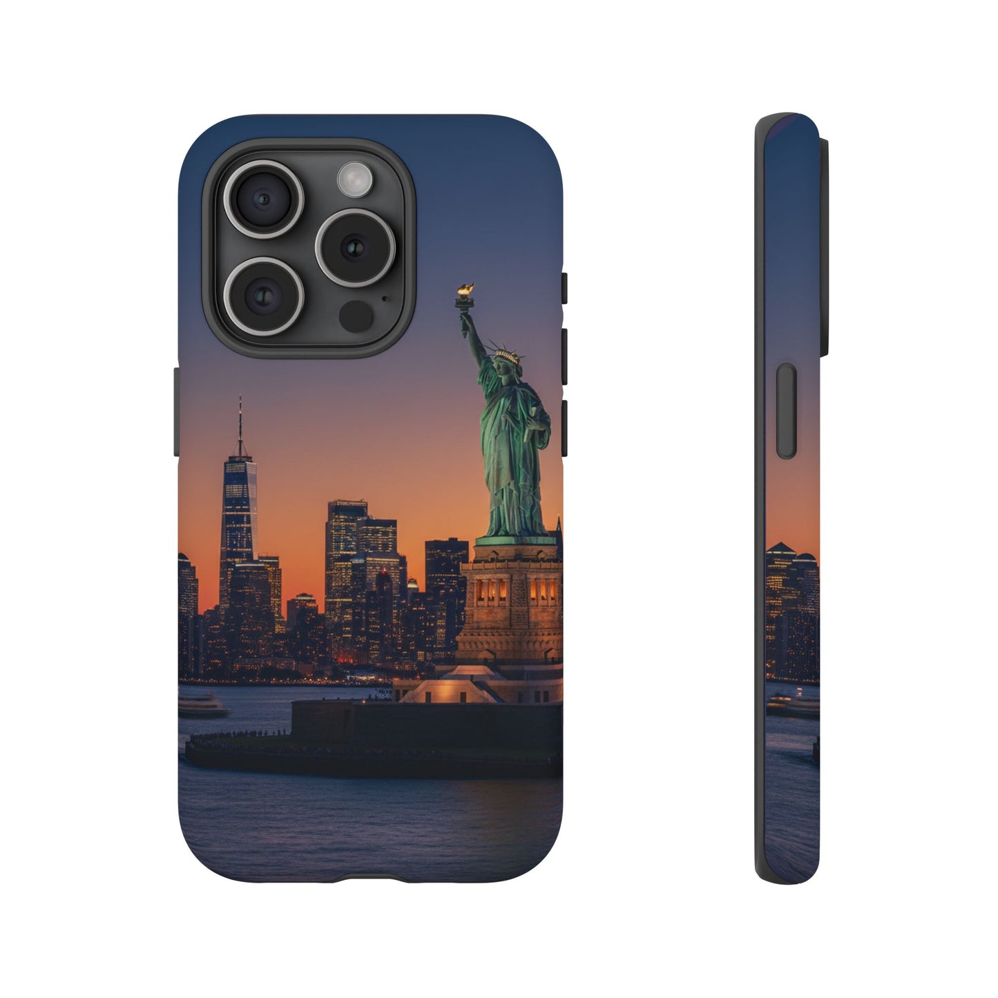 Statue of Liberty Sunset Phone Case – New York City Skyline Travel Aesthetic Tough Case