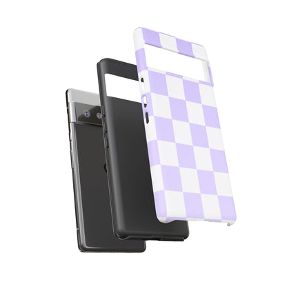 Lavender Checkerboard Phone Case | Pastel Aesthetic Checkered iPhone & Samsung Tough Case