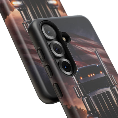 Semi Truck Phone Case American Flag Big Rig Trucker Gift iPhone Samsung