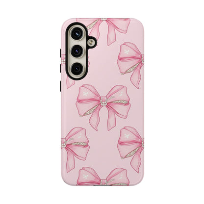 Pink Bow Pattern Phone Case | Coquette Aesthetic Tough Protective Case